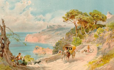 Carretera de la costa cerca de Sóller, Mallorca (litografia en color) de Edward Theodore Compton