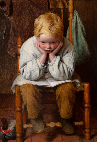 Aprender de memoria (óleo sobre tabla) de Edward Thompson Davis