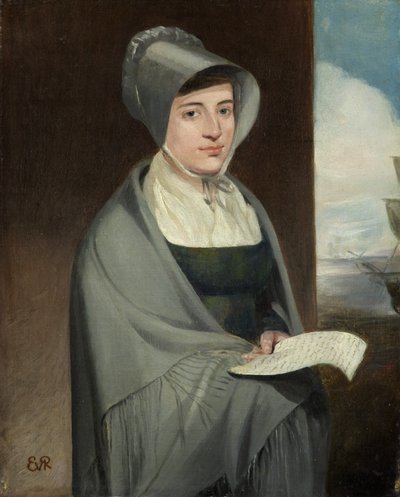 Retrato de una dama con sombrero y chal gris de Edward Villiers Rippingille