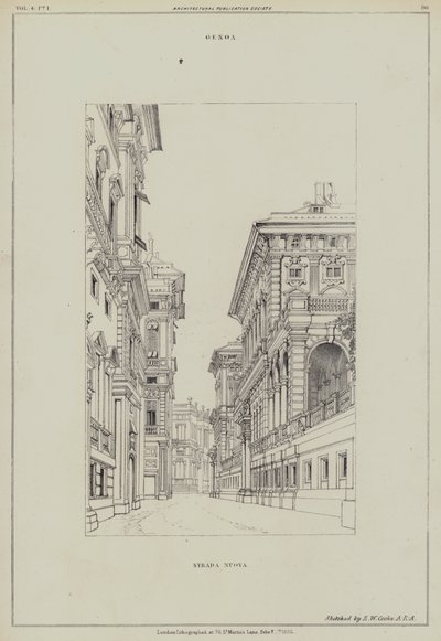Strada Nuova, Génova, Italia de Edward William (after) Cooke