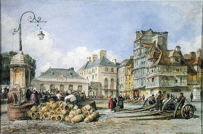 Una plaza de mercado en el continente de Edward William Cooke