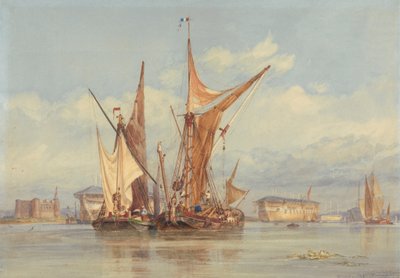 Batería a prueba de bombas cerca de Gillingham, en el Medway... de Edward William Cooke