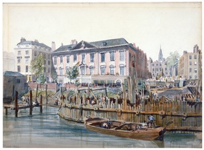 Construcción del Puente de Londres, 1826 de Edward William Cooke