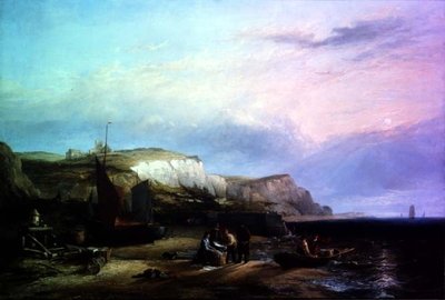 Pincks holandeses descargando su captura frente a Egmond Aan Zee de Edward William Cooke