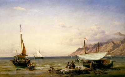 Pescadores manteniendo sus redes de Edward William Cooke