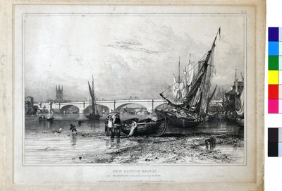 Puente Nuevo de Londres desde Billingsgate (aguas bajas) de Edward William Cooke