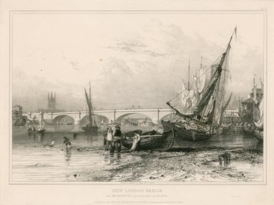 Nuevo Puente de Londres, desde Billingsgate (marea baja) dibujado el 31 de julio de 1832 de Edward William Cooke