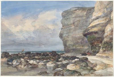 La Playa Rocosa y los Acantilados en Fécamp de Edward William Cooke