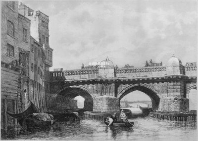 El extremo de Southwark del Puente de Londres Antiguo, 1831, 1912 de Edward William Cooke