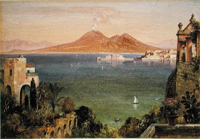 Vesubio y Castel del Oro, Nápoles, visto desde Villa Cedroni, Posillipo de Edward William Cooke