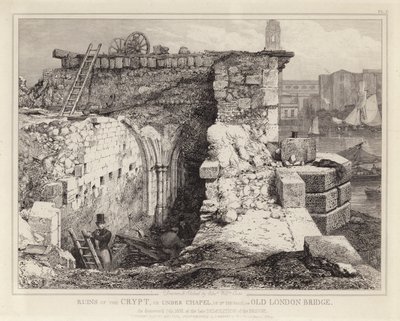 Ruinas de la Capilla de San Tomás en el Puente Viejo de Londres de Edward William Godwin