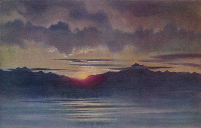 Una puesta de sol de abril desde Hut Point, mirando al oeste, 1911 de Charles Edward Wilson