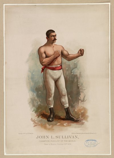John L. Sullivan, campeón mundial de pugilismo, c. 1883 (cromolitografía) de Edward Windsor Kemble