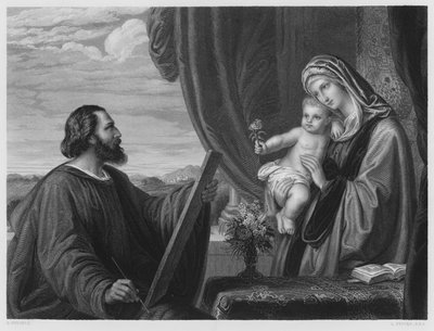 San Lucas Pintando a la Virgen, del cuadro en la Colección Real (grabado) de Edward von Steinle