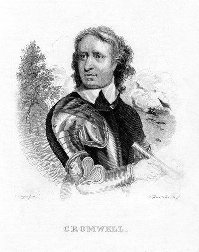 Oliver Cromwell, líder militar y político inglés, siglo XIX de Edwards
