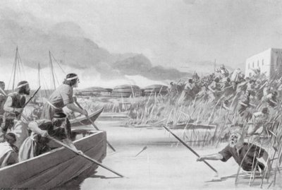 Conquista de las tierras marítimas por los casitas (litografía) de Edwin A. Morrow