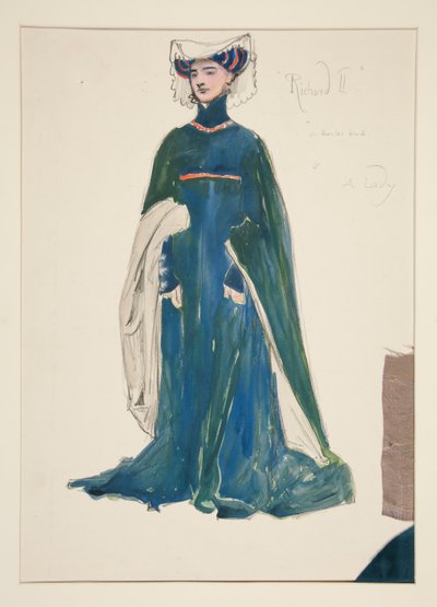 Una dama, boceto de vestuario para Henry Irving de Edwin Austin Abbey