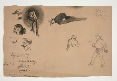 Estudios de figuras variadas (anverso y reverso) de Edwin Austin Abbey