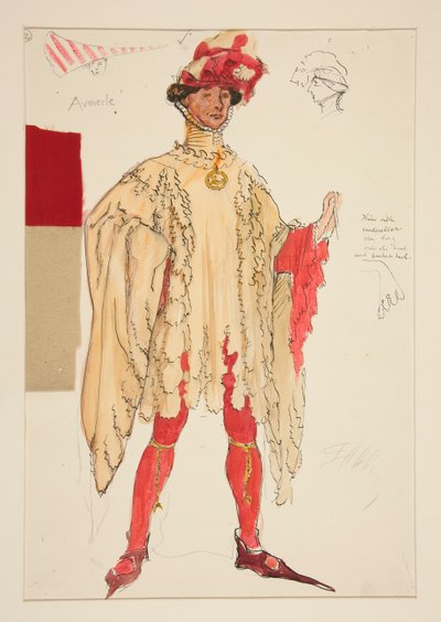 Aumerle, boceto de vestuario para Henry Irving de Edwin Austin Abbey
