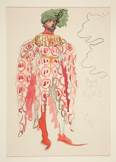 Bagot, boceto de vestuario para Henry Irving de Edwin Austin Abbey