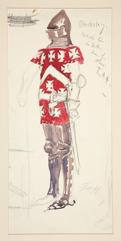 Berkeley, boceto de vestuario para Henry Irving de Edwin Austin Abbey
