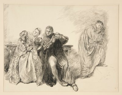 Bianca y Lucentio, del Acto III, Escena i, La fierecilla domada de Edwin Austin Abbey