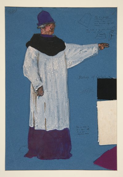 Obispo de Carlisle, boceto de vestuario para Henry Irving de Edwin Austin Abbey
