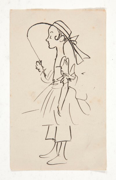 caricatura, de, un, niña joven de Edwin Austin Abbey