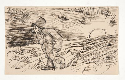 Caricatura de figura caminando al amanecer. estudiar para de Edwin Austin Abbey