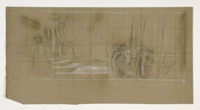Estudio de composición para The Departure, de The Quest of the Holy Grail (una serie de quince pinturas para la Biblioteca Pública de Boston, completada en 1901) de Edwin Austin Abbey