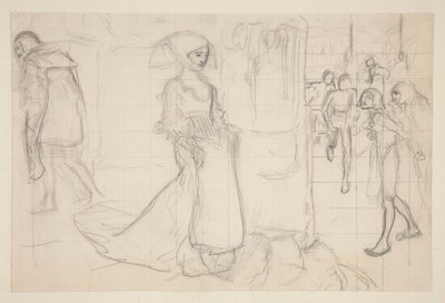 Estudio de composición para el cuadro Fausto y Margarita de Edwin Austin Abbey