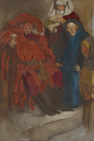 Estudio compositivo, posiblemente para Las alegres comadres de Windsor de Edwin Austin Abbey