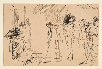 Escena de la corte (Acto II, Escena II, ¿El rey Lear?) de Edwin Austin Abbey