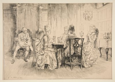 Escena de comedor - ilustración para Austin Dobson de Edwin Austin Abbey
