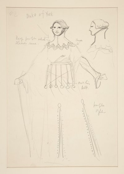Duque de York, boceto de vestuario para Henry Irving de Edwin Austin Abbey