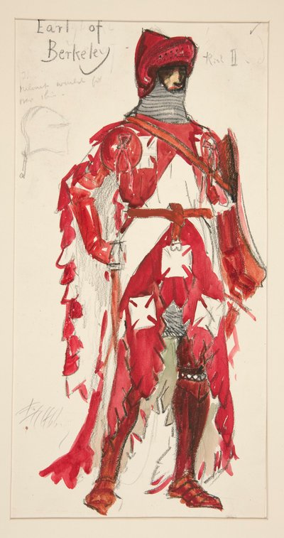 Conde de Berkeley, boceto de vestuario para Henry Irving de Edwin Austin Abbey