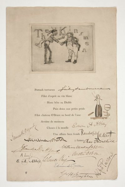 Grabado por E.A. Abbey: The Kinsmen - (ilustración de un verso francés) de Edwin Austin Abbey