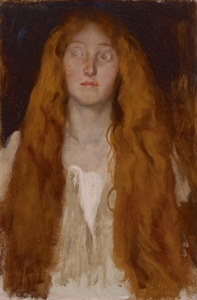 Figura Estudio de Ofelia, para La escena del juego, Hamlet, Acto III, Escena II de Edwin Austin Abbey