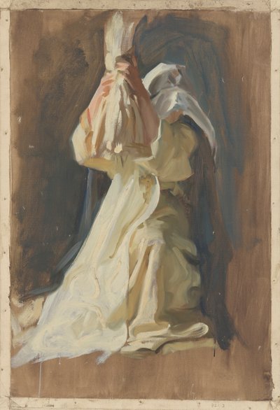 Estudio de figura de una monja, para La infancia de Galahad, en La búsqueda y logro del Santo Grial, Sala de entrega de libros, Biblioteca Pública de Boston de Edwin Austin Abbey
