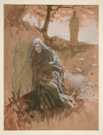 Figura en maderas - ilustración no identificada de Edwin Austin Abbey