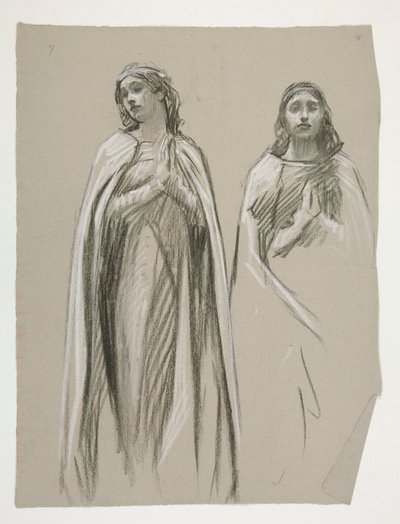 Estudios de figuras para The Golden Tree (?), de The Quest of the Holy Grail (una serie de quince pinturas para la Biblioteca Pública de Boston, completada en 1901) de Edwin Austin Abbey