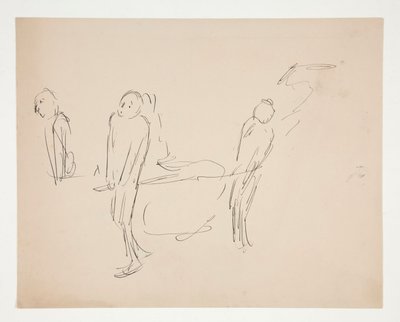 Figura estudio - dos hombres que llevan una camilla de Edwin Austin Abbey