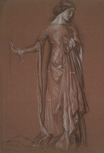 Estudio de figuras. Carboncillo y tiza sobre papel rojo. de Edwin Austin Abbey