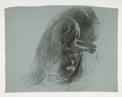 Estudio de figuras para Sir Lancelot y Sir Bors equipando a Galahad con sus espuelas, de La búsqueda del Santo Grial (segunda de una serie de quince pinturas para la Biblioteca Pública de Boston, completada en 1901) de Edwin Austin Abbey