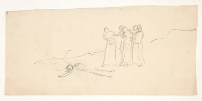 Figuras, boceto de una obra de Shakespeare no identificada de Edwin Austin Abbey