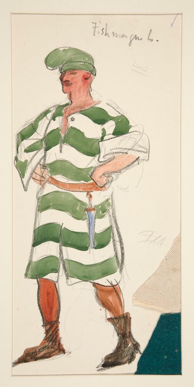 Pescadero, boceto de vestuario para Henry Irving de Edwin Austin Abbey