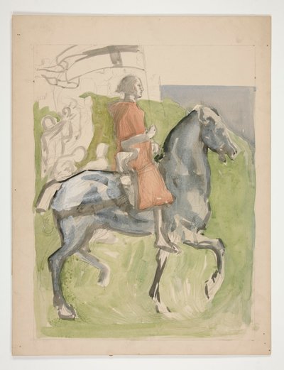 Galahad Departs, estudio para The Quest of the Holy Grail (serie de quince pinturas para la Biblioteca Pública de Boston, completada en 1901) de Edwin Austin Abbey