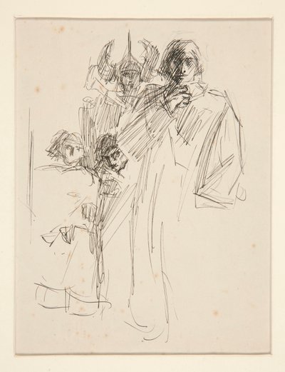 Galahad at Castle, estudio para The Quest of the Holy Grail (serie de quince pinturas para la Biblioteca Pública de Boston, completada en 1901) de Edwin Austin Abbey