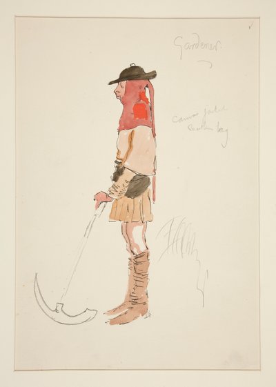 Jardinero, boceto de vestuario para Henry Irving de Edwin Austin Abbey