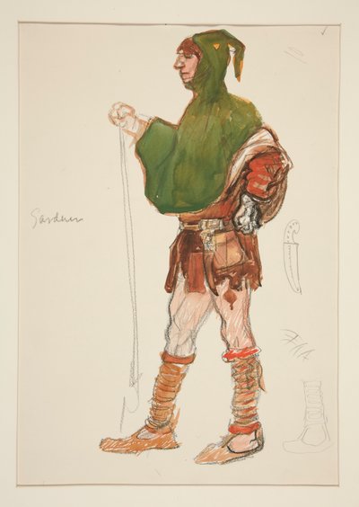 Jardinero, boceto de vestuario para Henry Irving de Edwin Austin Abbey